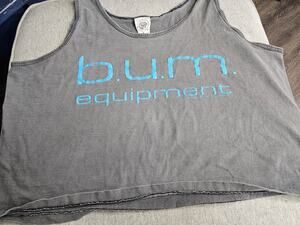 Vintage 1990 BUM Equipment Weider Muscle Wear Crop Tank Top Grey OSFA USA
